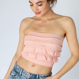 Ruffle Tube Top - Peach Pink, Women's Tops Collection