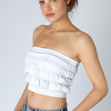 Ruffle Tube Top - White, Women's Tops Collection