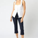 Button Down Vest Top - White, Women's Tops Collection
