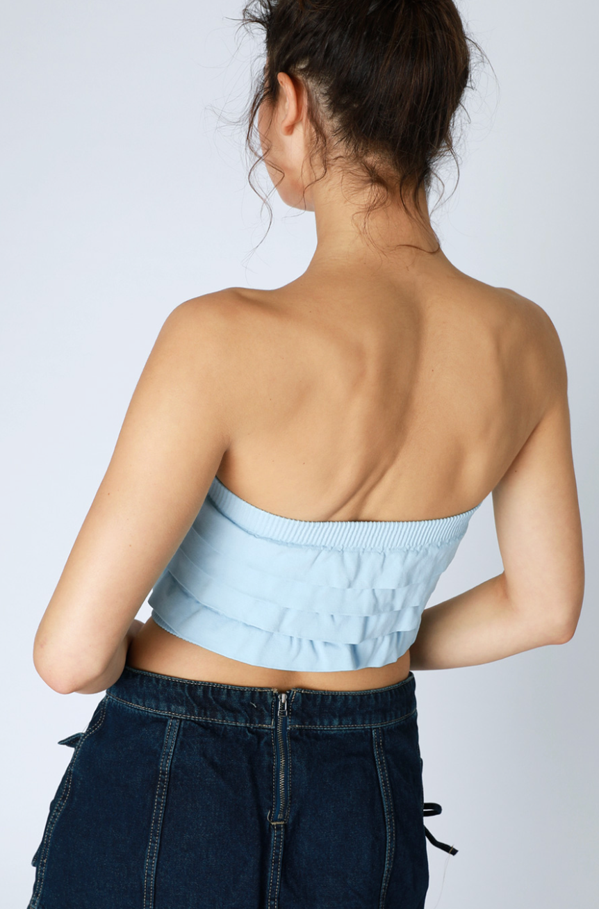 Ruffle Tube Top - Breezy Blue, Women's Tops Collection