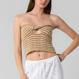 Crochet Twist Front Strapless Top - Latte, Women's Tops Collection