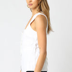 Button Down Vest Top - White, Women's Tops Collection