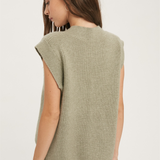 V-Neck Sweater Vest Top - olive, womens sweater / matching set collection