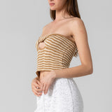 Crochet Twist Front Strapless Top - Latte, Women's Tops Collection