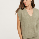V-Neck Sweater Vest Top - olive, womens sweater / matching set collection
