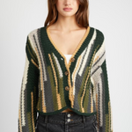 Color Mix Cardigan Top - olive combo, womens cardigan collection