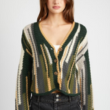 Color Mix Cardigan Top - olive combo, womens cardigan collection