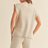 V-Neck Sweater Vest Top - beige, womens sweater / matching set collection