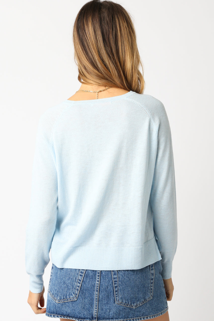 Light Crew Neck Sweater - mint blue, womens sweater collection