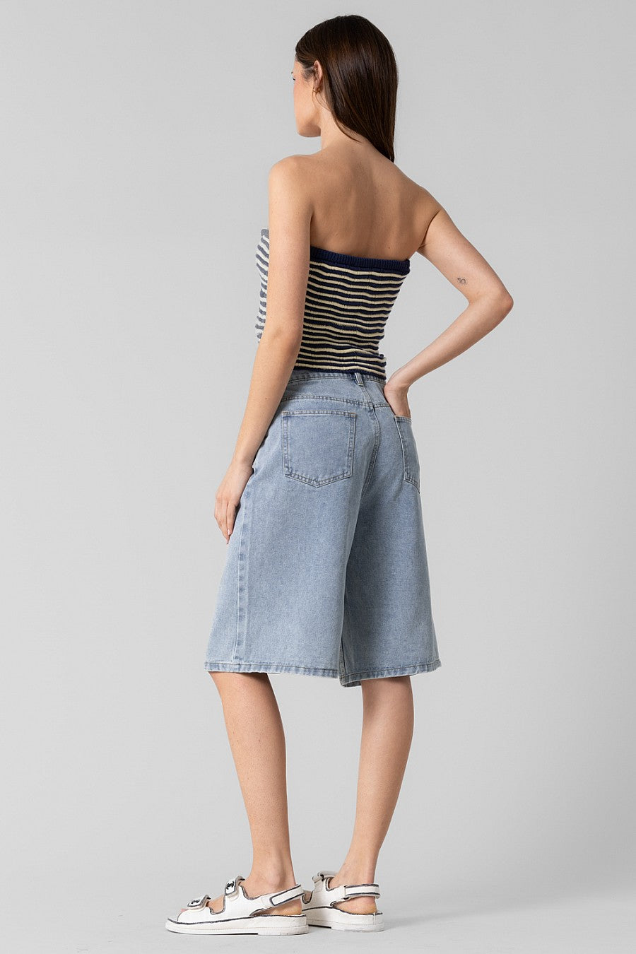 Crochet Twist Front Strapless Top - Navy, Women's Tops Collection