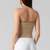 Crochet Twist Front Strapless Top - Latte, Women's Tops Collection