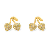 Heart Cherry Earring - gold, womens earring collection