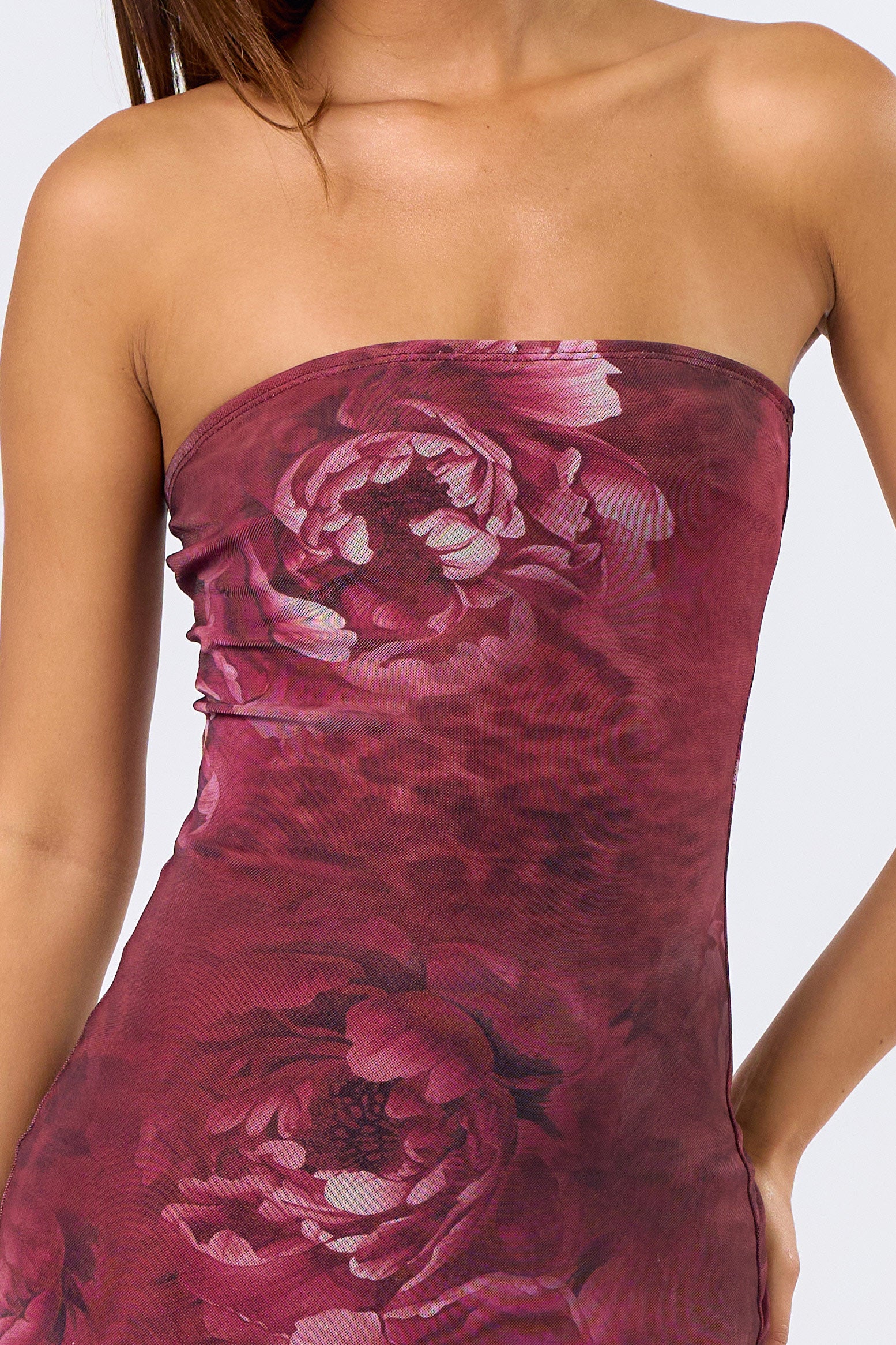 Tube Maxi Dress - burgundy floral, womens dresses collection
