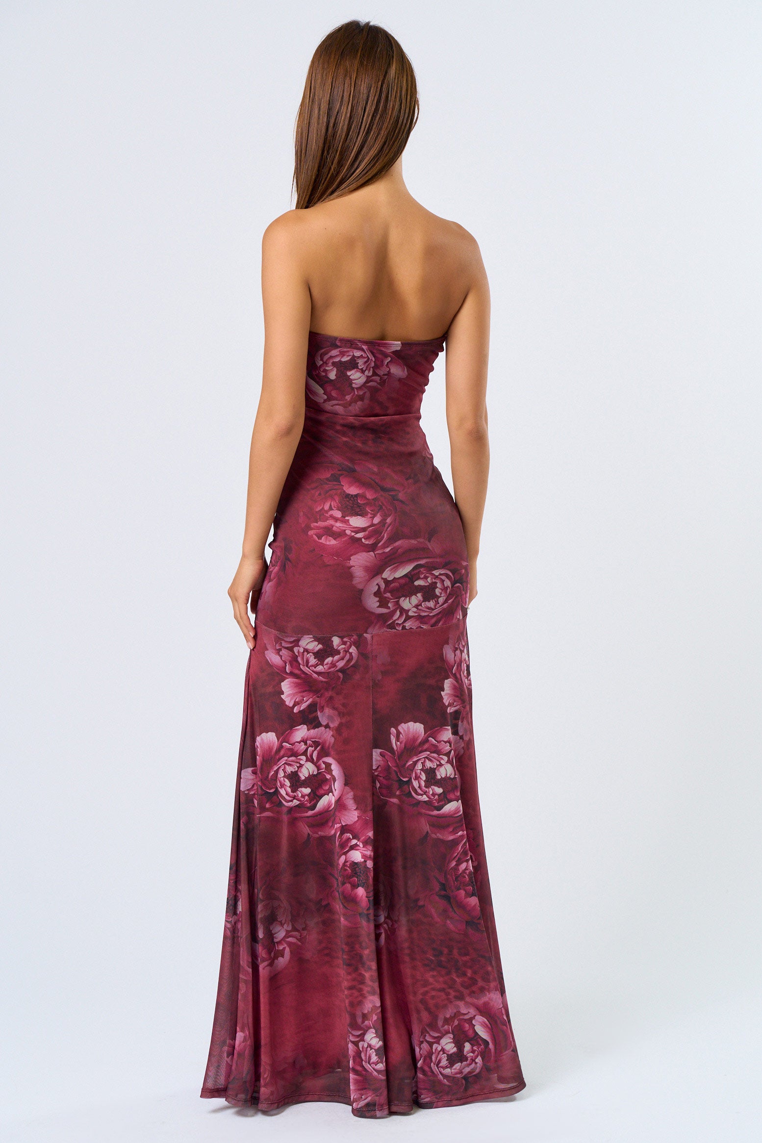 Tube Maxi Dress - burgundy floral, womens dresses collection