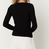 Scoop Neck Long Sleeve - Black, Women's Tops Collection