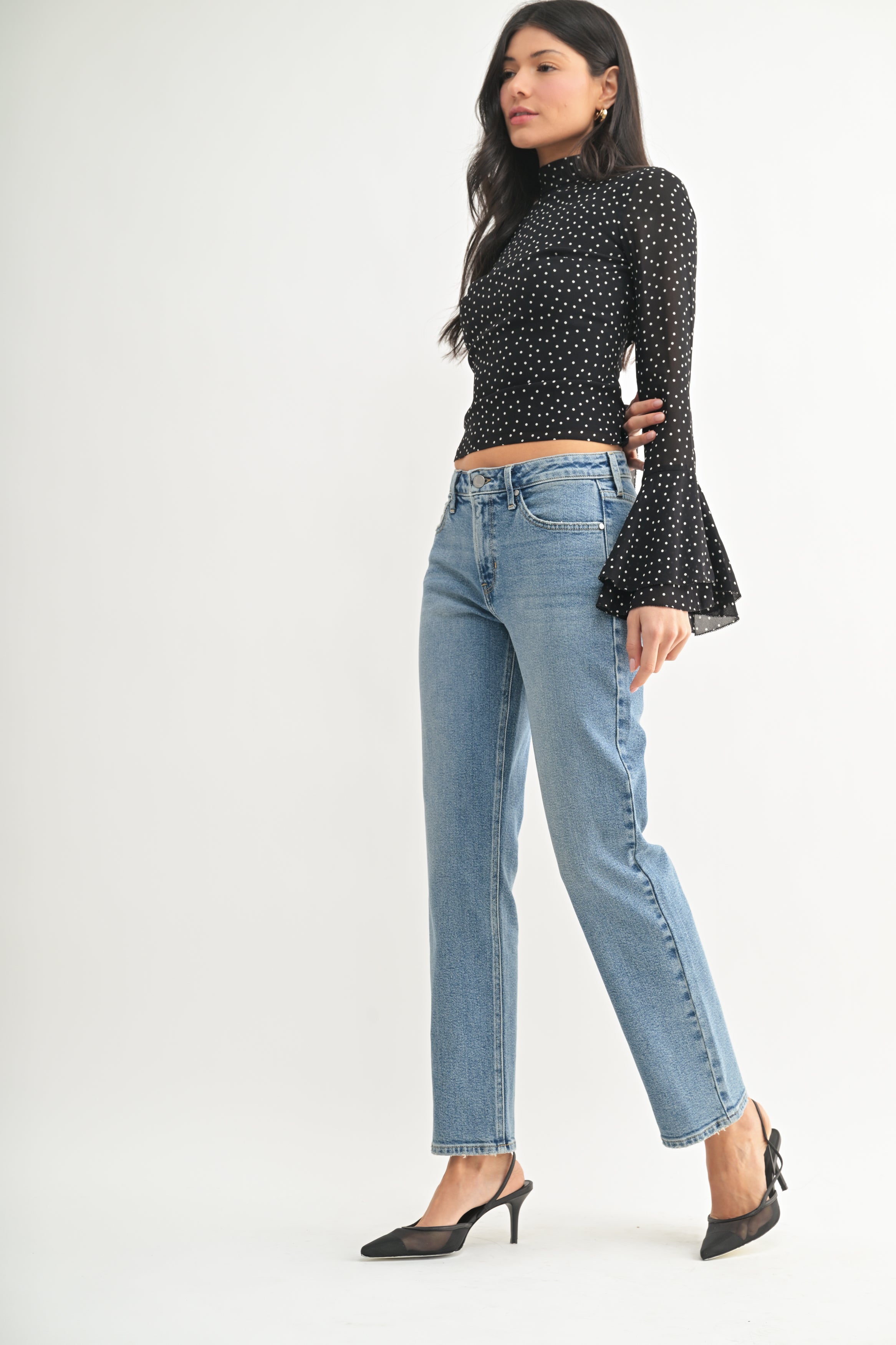Just Black - Clean Mid Rise Straight - medium denim