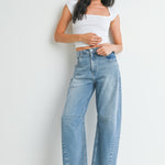 Just Black - Barrel Jean with Seams - Light Denim, Women's Denim Collection