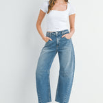 Just Black - Barrel Jean with Seams - Medium Denim, Women's Denim Collection