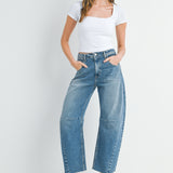 Just Black - Barrel Jean with Seams - Medium Denim, Women's Denim Collection