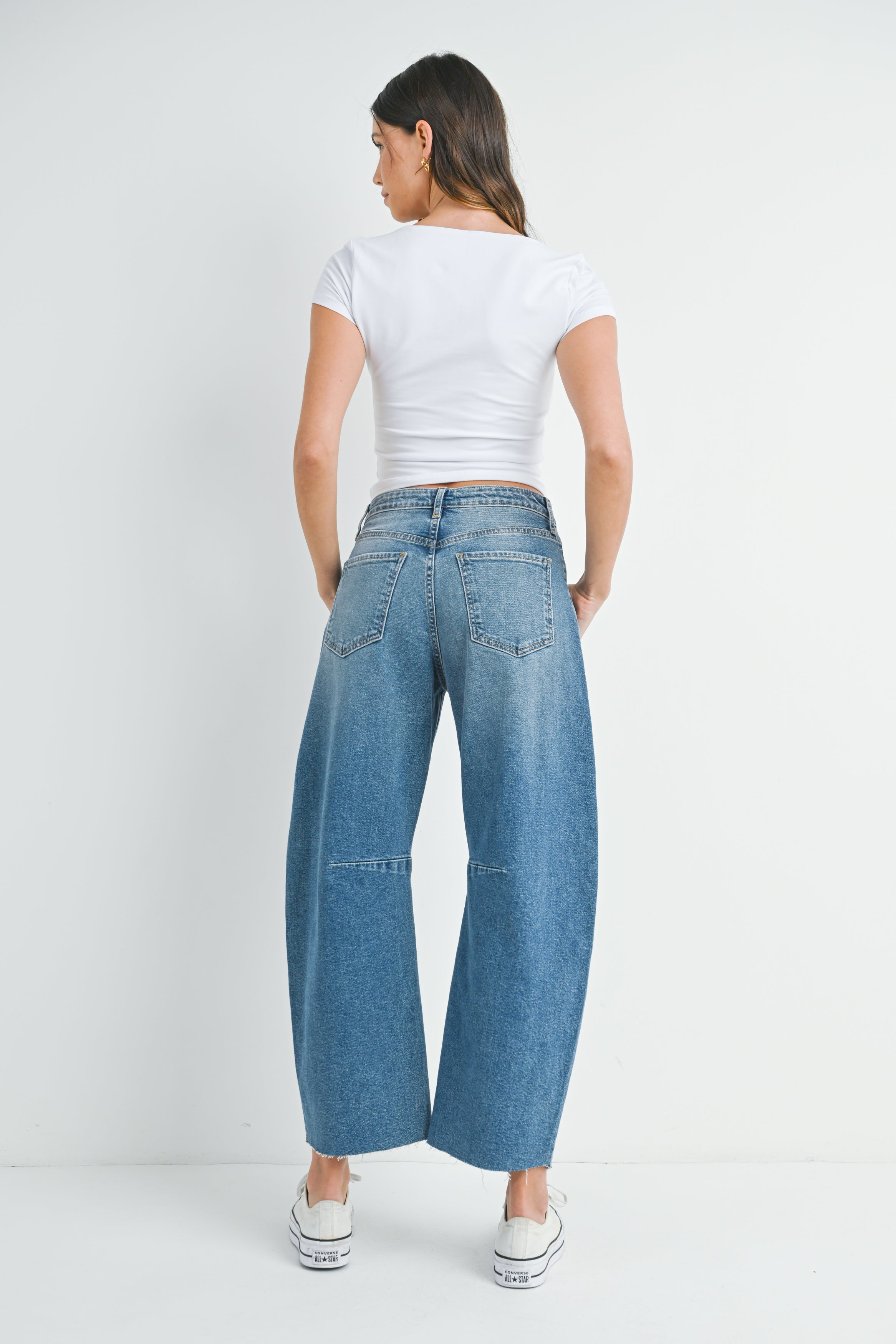 Just Black - Barrel Jean with Seams - Medium Denim, Women's Denim Collection