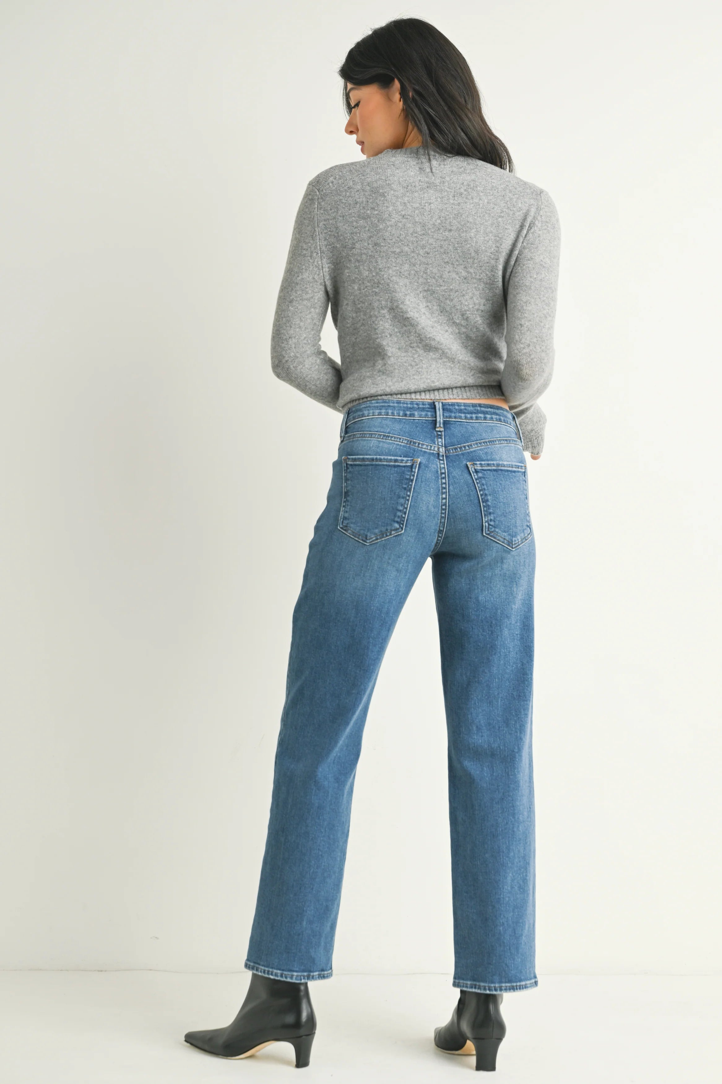 Just Black - Stretch Straight Jean - medium denim, womens jean collection