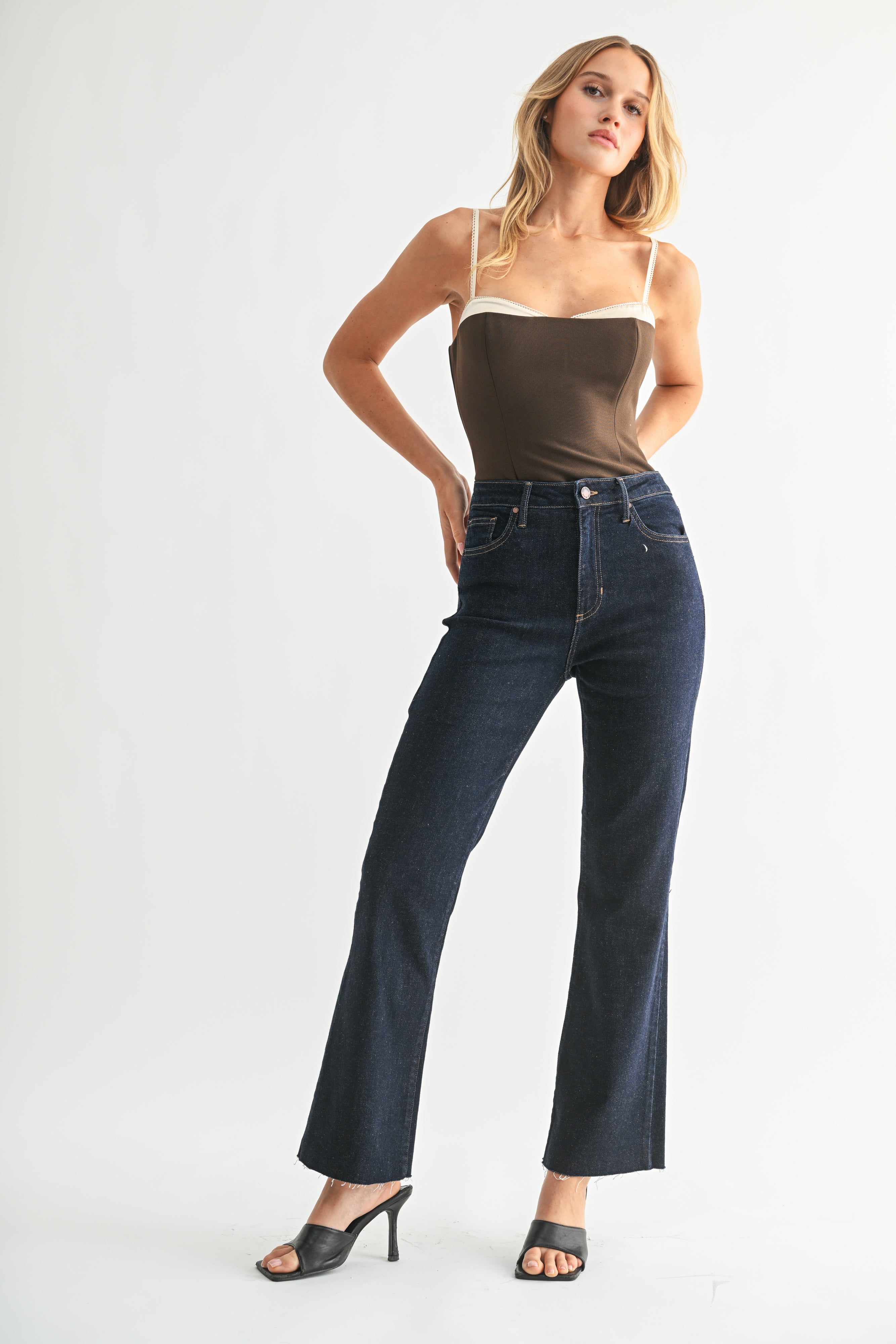 Just Black - Cropped Flare - dark denim, womens jean collection