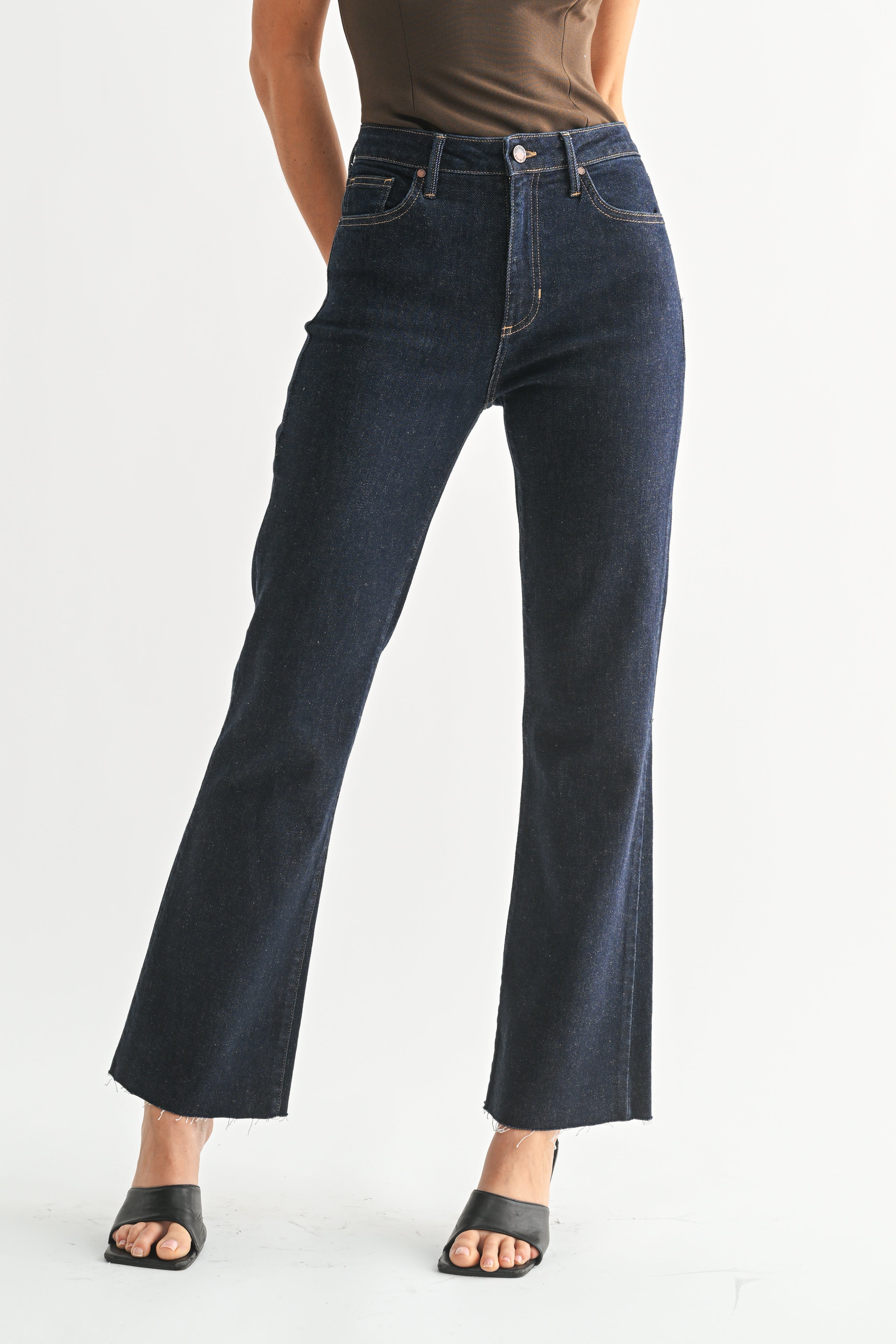 Just Black - Cropped Flare - dark denim, womens jean collection