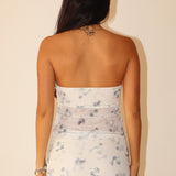 Floral Strapless Slit Top - Cream, Women's Top's/Matching Set's Collection