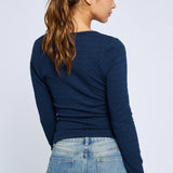 Keyhole Knit Top - navy, womens top collection