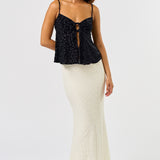 Velvet Front Tie Cami - black, womens top collection