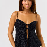 Velvet Front Tie Cami - black, womens top collection