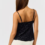 Velvet Front Tie Cami - black, womens top collection