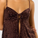 Velvet Front Tie Cami - brown, womens top collection
