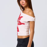 Knot One Shoulder Floral Top - Pink, Women's Tops Collection