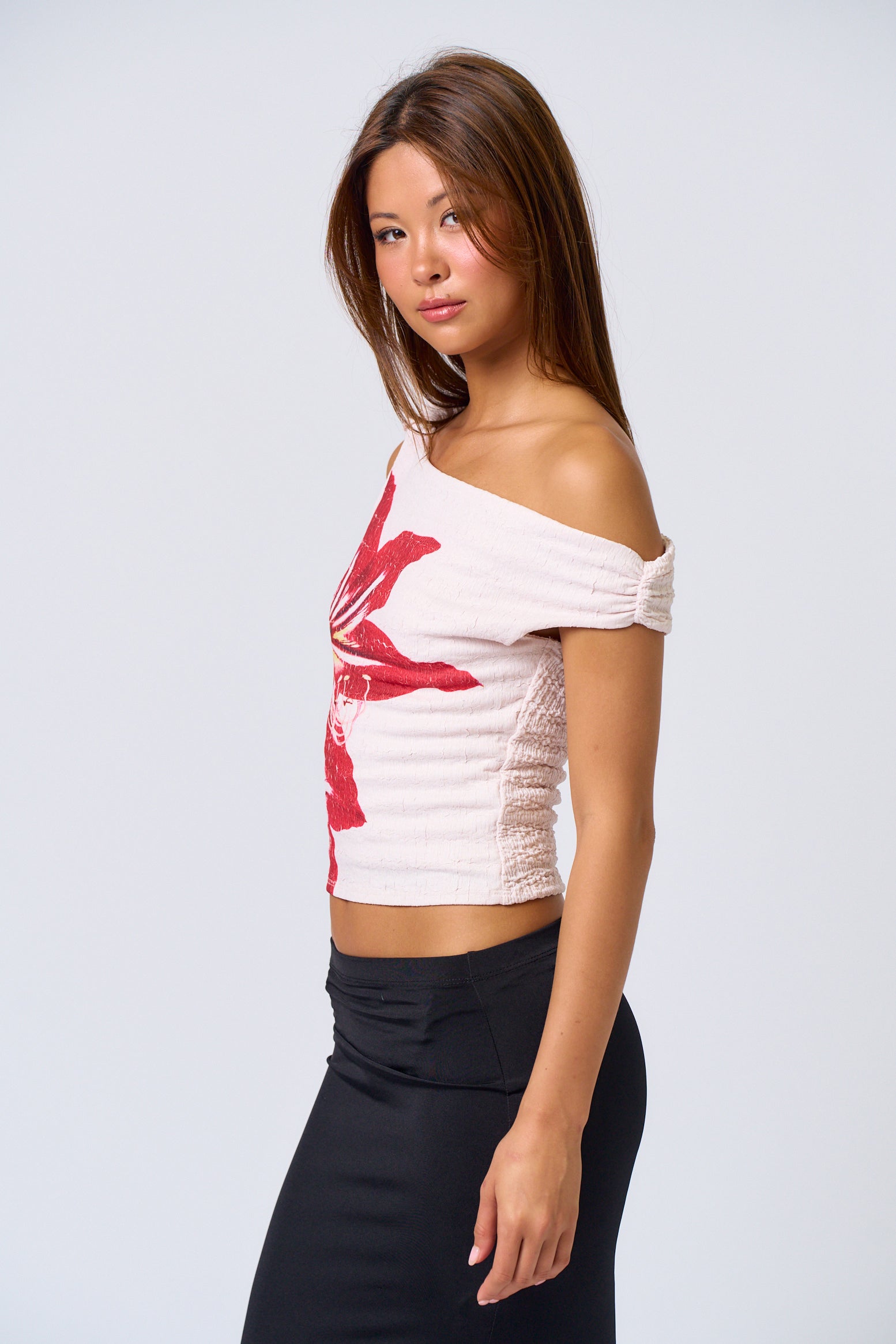 Knot One Shoulder Floral Top - Pink, Women's Tops Collection
