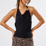 Gold Trim Cowl Neck Tank