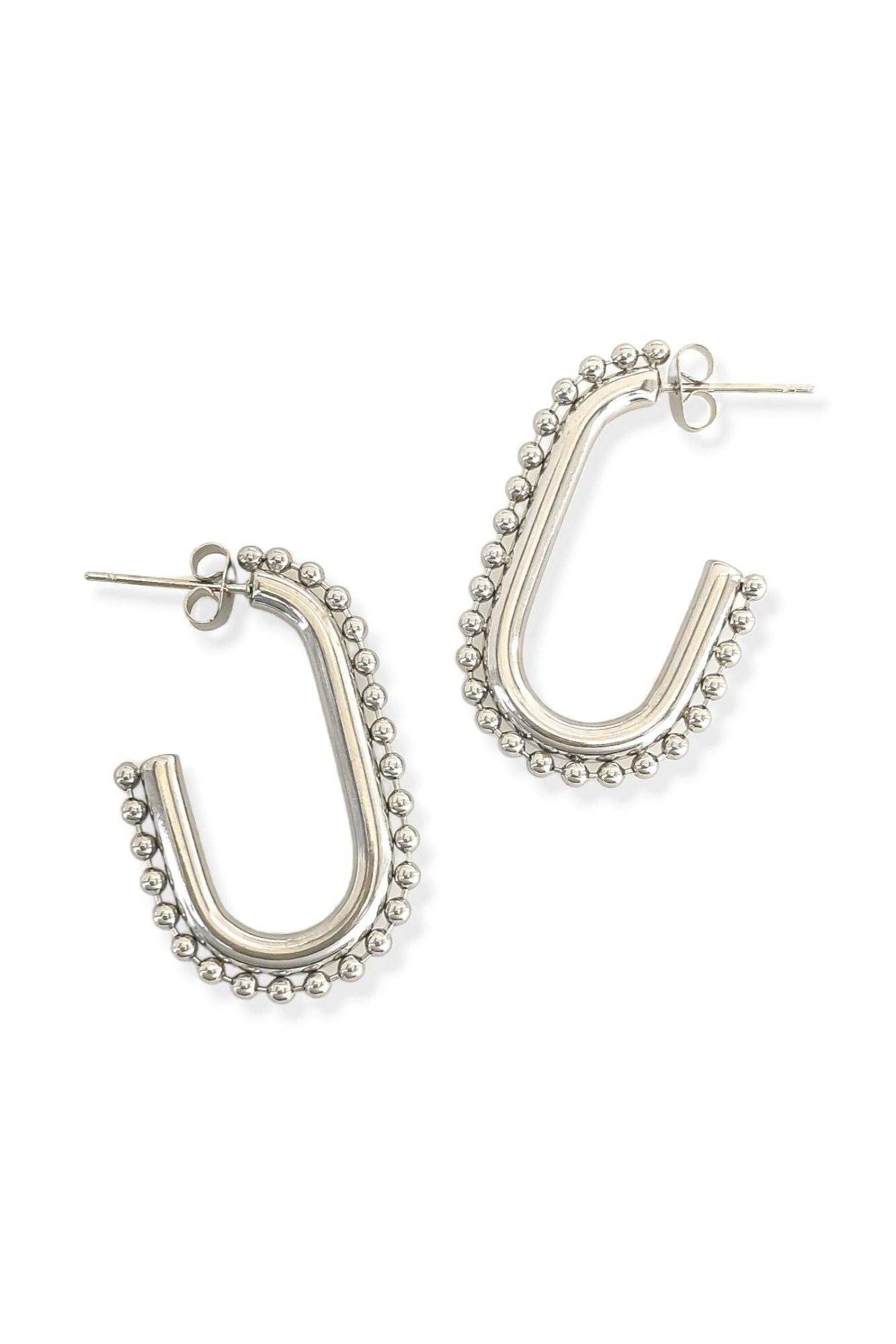 Beaded Hoop Earrings - Silver, Women's Earrings Collection