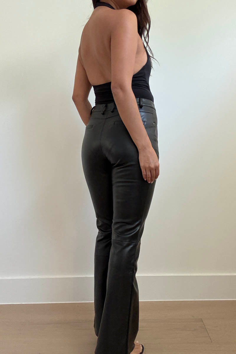 Faux Leather Slim Fit Flare Pant - black, womens pants collection