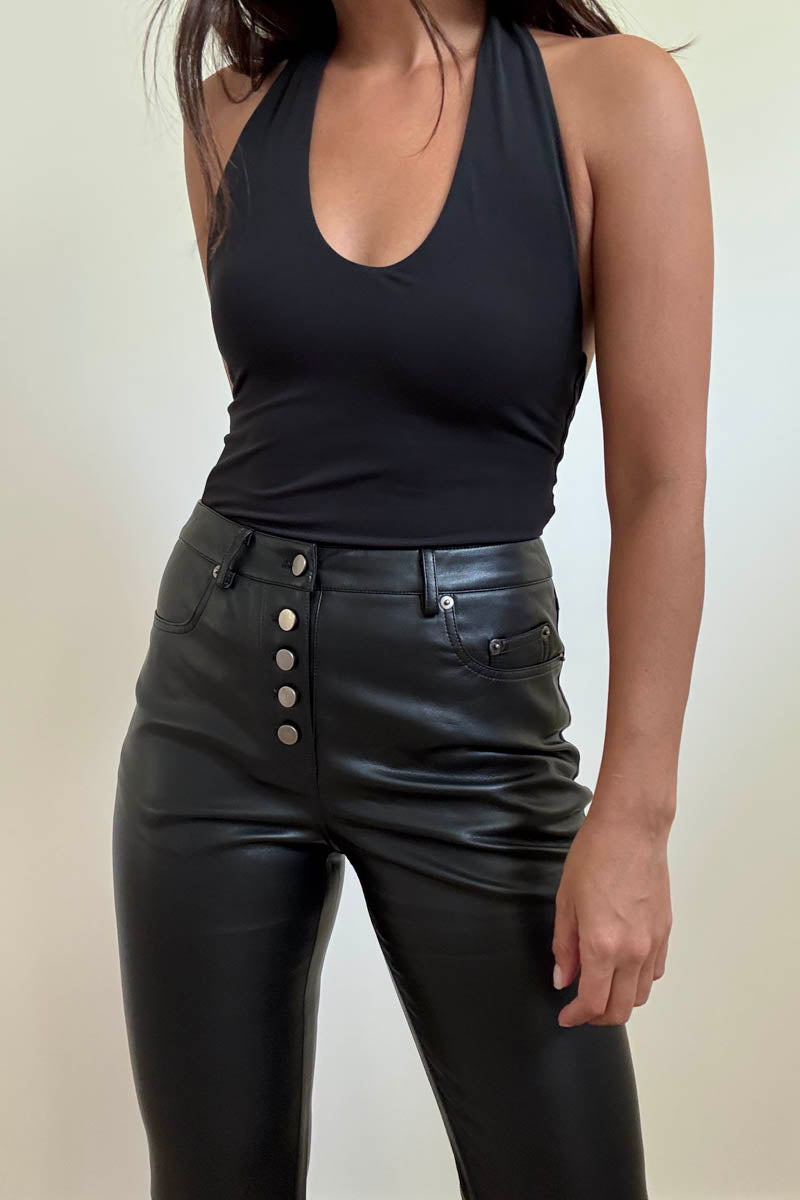 Faux Leather Slim Fit Flare Pant - black, womens pants collection