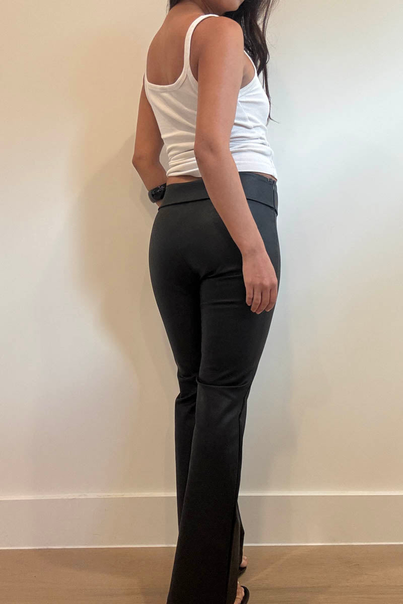 Faux Leather Low Rise Flare Pant - black, womens pants collection