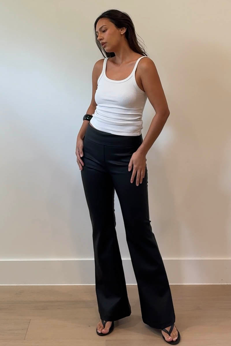 Faux Leather Low Rise Flare Pant - black, womens pants collection