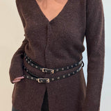 Chunky Cardigan With Waist Belt - chocolate brown with black belt, womens cardigan collection