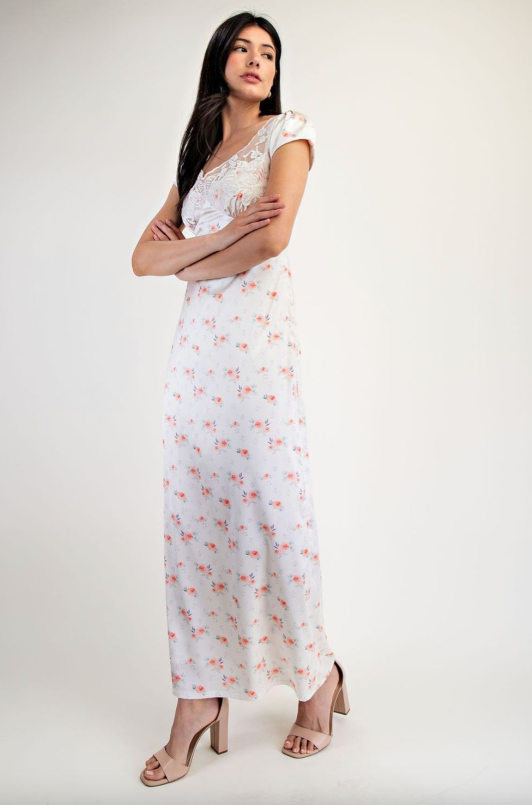 Cap Sleeve Maxi Dress - Cream, Women's Dresses Collection