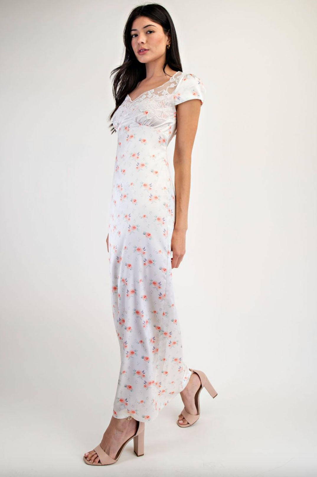 Cap Sleeve Maxi Dress - Cream, Women's Dresses Collection