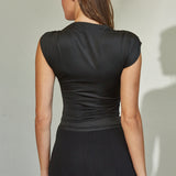 Asymmetrical Knit Top With Gold Trim