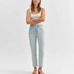 Daze - Straight Leg Jean - Light Denim, ankle length, slightly frayed bottom, Women's Jeans Collection