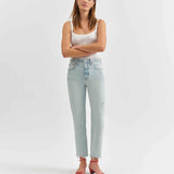 Daze - Straight Leg Jean - Light Denim, ankle length, slightly frayed bottom, Women's Jeans Collection
