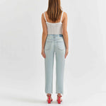 Daze - Straight Leg Jean - Light Denim, ankle length, slightly frayed bottom, Women's Jeans Collection