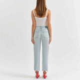 Daze - Straight Leg Jean - Light Denim, ankle length, slightly frayed bottom, Women's Jeans Collection