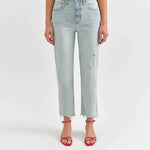 Daze - Straight Leg Jean - Light Denim, ankle length, slightly frayed bottom, Women's Jeans Collection